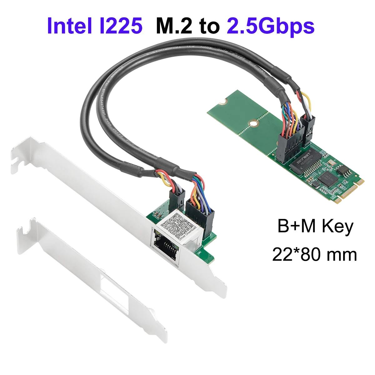  I225 Ĩ 2.5GBase-T 1 Ʈ, 2500Mbps M.2 b Ű, PCIe 2.5gb ̴ ī, RJ45 LAN Ʈѷ ī